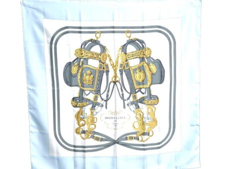 Authentic HERMES Carre 90 Scarf  BRIDES de GALA par  Silk Light Blue K6381 Online Hot Sale