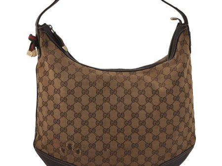 Auth GUCCI Web Sherry Line Princy Shoulder Bag GG Canvas Leather Brown 1650J For Cheap