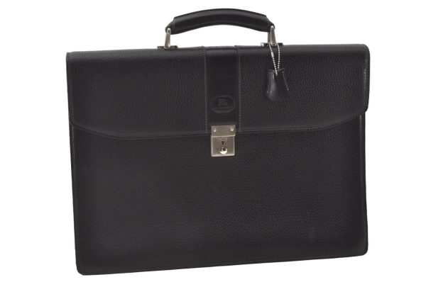 Authentic BURBERRY Vintage Leather Briefcase Business Bag Black 9555I Online now