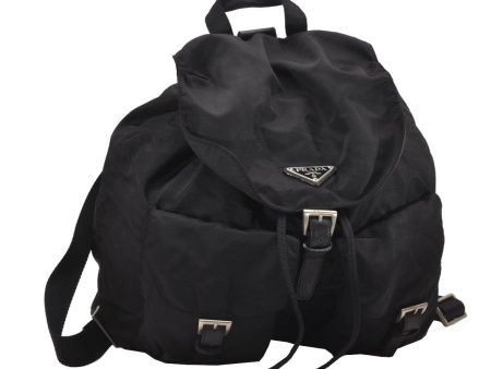 Authentic PRADA Vintage Nylon Tessuto Leather Backpack Black 0523J on Sale