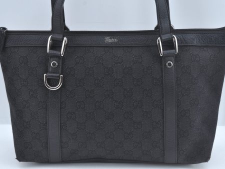 Authentic GUCCI Abbey Shoulder Tote Bag GG Canvas Leather 268640 Black 2476J Online