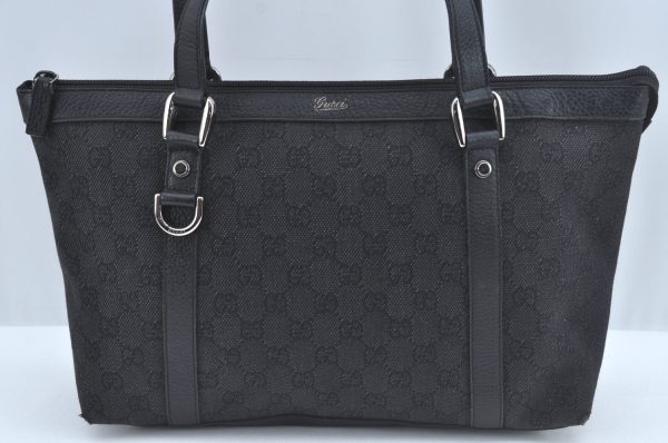 Authentic GUCCI Abbey Shoulder Tote Bag GG Canvas Leather 268640 Black 2476J Online