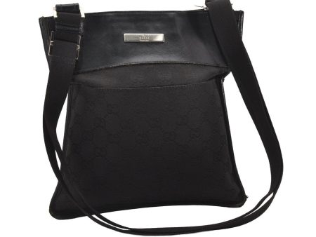 Authentic GUCCI Shoulder Cross Body Bag GG Canvas Leather 27639 Black 2215J on Sale