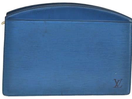 Authentic Louis Vuitton Epi Trousse Crete Clutch Bag Blue M48405 LV K7879 Supply