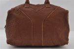 Authentic YVES SAINT LAURENT Easy Boston Bag Leather 208314 Brown 8018I Discount