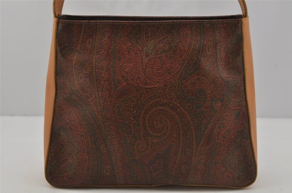 Authentic ETRO Paisley Shoulder Hand Bag Purse PVC Leather Bordeaux Red 1679J Sale