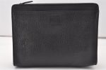 Authentic Burberrys Vintage Leather Clutch Hand Bag Purse Black 0545J on Sale