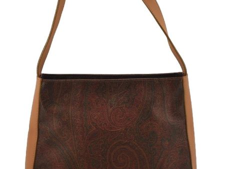 Authentic ETRO Paisley Shoulder Hand Bag Purse PVC Leather Bordeaux Red 1679J Sale