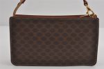 Authentic CELINE Macadam Blason Pattern Pouch Purse PVC Leather Brown 9076I Discount