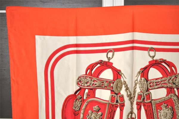 Authentic HERMES Carre 90 Scarf  BRIDES de GALA par  Silk Orange 7582I Fashion