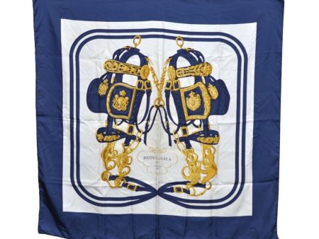 Authentic HERMES Carre 90 Scarf  BRIDES de GALA par  Silk Navy K6079 Online Sale