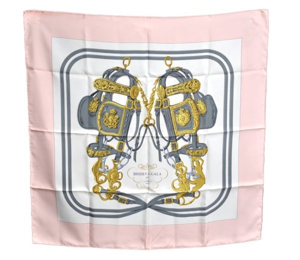 Authentic HERMES Carre 90 Scarf  BRIDES de GALA par   Silk Pink K6904 Supply