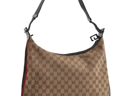 Auth GUCCI Web Sherry Line Shoulder Bag GG Canvas Leather 0013341 Brown 7644I For Cheap