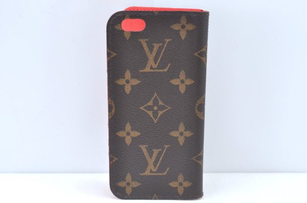 Authentic Louis Vuitton Monogram Folio Iphone 6 Case Red M61616 LV K6058 For Discount