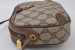 Authentic GUCCI Web Sherry Line Shoulder Bag GG PVC Leather Brown Junk 9618I For Discount