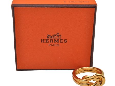 Authentic HERMES Scarf Ring Atame Circle Knot Design Gold Tone Box 8969I Fashion