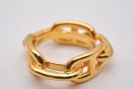 Authentic HERMES Scarf Ring Chaine d Ancre Chain Design Gold Tone 5761I Hot on Sale