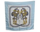 Authentic HERMES Carre 90 Scarf  BRIDES de GALA par  Silk Light Blue K7447 Fashion