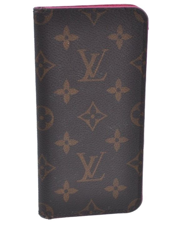 Authentic Louis Vuitton Monogram Folio Iphone 8+ Case Pink M63401 LV K6156 Discount