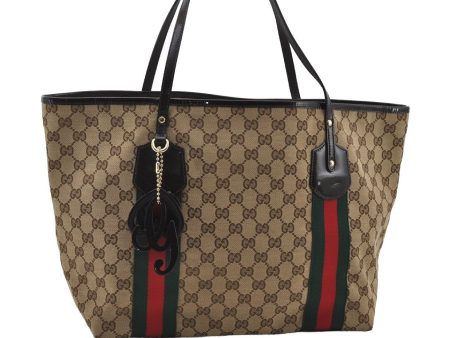 Auth GUCCI Jolie Web Sherry Line Tote Bag GG Canvas Enamel 211970 Brown 7190I Fashion