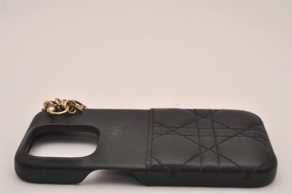 Authentic Christian Dior Cannage Leather iPhone 11 Case Purse Black 5914I Supply