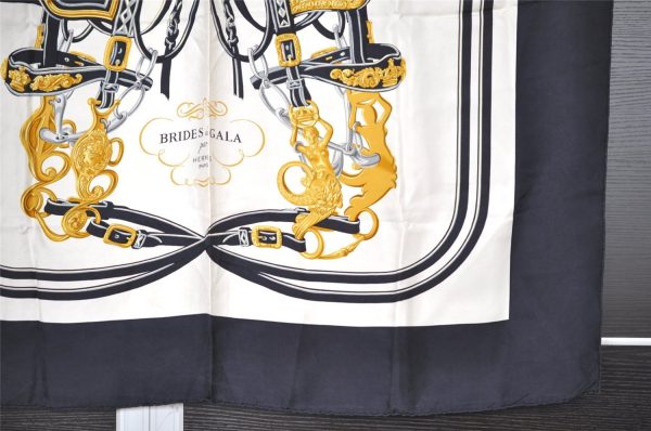 Authentic HERMES Carre 90 Scarf  BRIDES de GALA par  Silk Black 7393I Hot on Sale