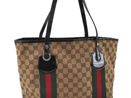 Auth GUCCI Jolie Web Sherry Line Tote Bag GG Canvas Enamel 211971 Brown 5351I For Cheap