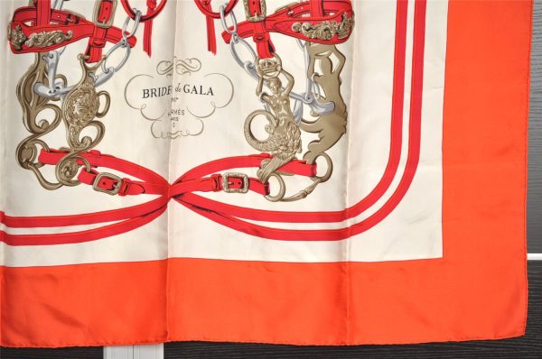 Authentic HERMES Carre 90 Scarf  BRIDES de GALA par  Silk Orange 7582I Fashion