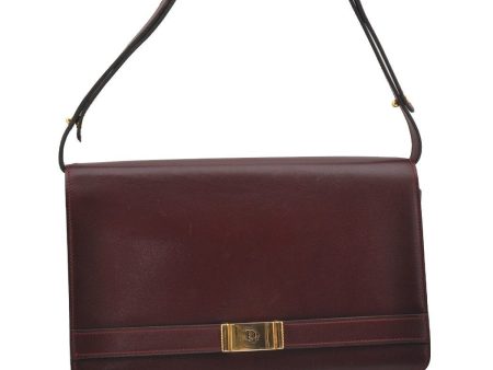 Authentic Christian Dior Vintage Shoulder Hand Bag Leather Bordeaux Junk 0936J Online Sale