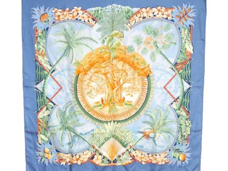 Authentic HERMES Carre 90 Scarf  ALOHA  Silk Blue 7342I Hot on Sale