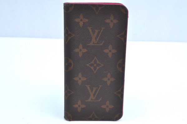 Authentic Louis Vuitton Monogram Folio Iphone 8+ Case Pink M63401 LV K6156 Discount