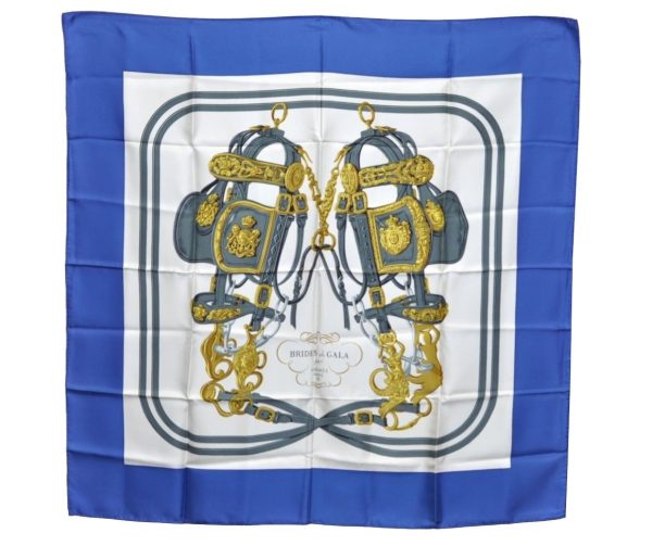 Authentic HERMES Carre 90 Scarf  BRIDES de GALA par  Silk Blue K5899 Online now