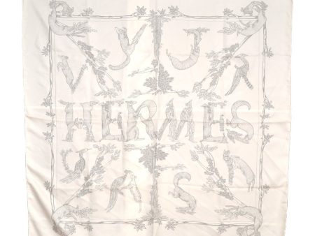 Authentic HERMES Carre 90 Scarf  Alphabet Ⅲ  Silk White 7340I For Sale