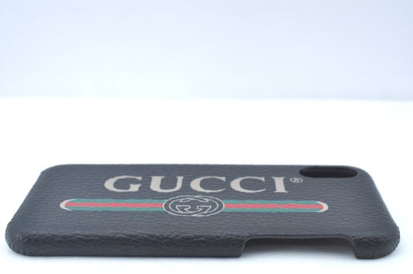 Authentic GUCCI Web Sherry Line iPhone X Xs Case Leather 549080 Black K6614 Fashion