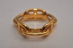 Authentic HERMES Scarf Ring Chaine d Ancre Chain Design Gold Tone 9233I Cheap