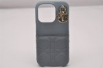 Authentic Christian Dior Cannage Leather iPhone 11 Case Purse Light Blue 5915I Online Sale