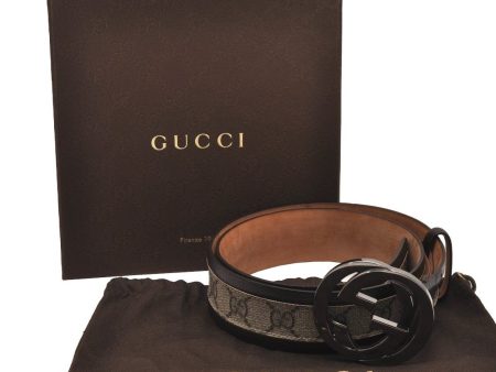 Auth GUCCI Interlocking G Belt GG PVC Leather 85cm 33.5  142930 Brown Box 6967I For Cheap