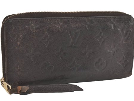 Authentic Louis Vuitton Monogram Empreinte Zippy Wallet Brown M60548 LV 8389I Hot on Sale