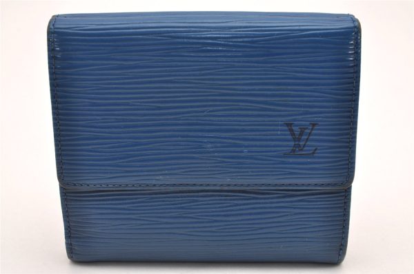 Louis Vuitton Epi Porte Monnaie Billets Cartes Credit Wallet M63485 Blue 7783I Online now