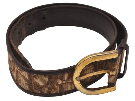 Auth Christian Dior Trotter Belt Canvas Leather Size 65cm 25.6inches Brown 9261I Online