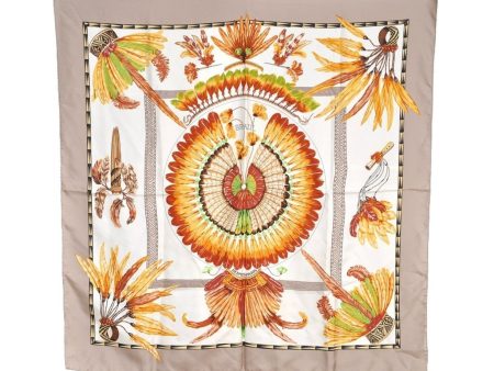 Authentic HERMES Carre 90 Scarf  BRAZIL  Silk Gray 7397I Hot on Sale