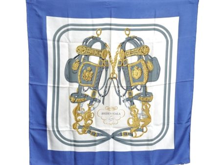 Authentic HERMES Carre 90 Scarf  BRIDES de GALA par  Silk Blue K5984 Discount