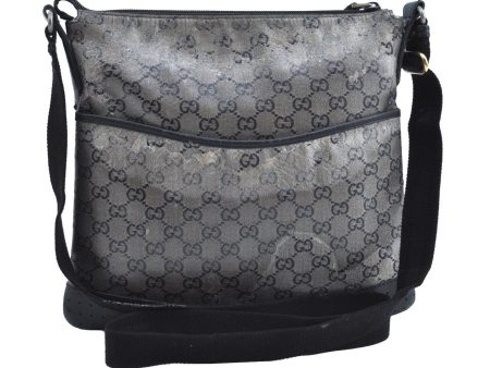 Auth GUCCI GG Crystal Shoulder Cross Body Bag PVC Leather 145857 Black K6100 Online Sale