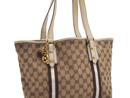 Auth GUCCI Sherry Line Shoulder Tote Bag GG Canvas Leather 137396 Brown 9478I For Sale