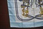 Authentic HERMES Carre 90 Scarf  BRIDES de GALA par  Silk Light Blue K7447 Fashion