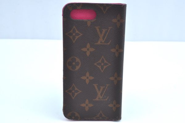 Authentic Louis Vuitton Monogram Folio Iphone 8+ Case Pink M63401 LV K6156 Discount