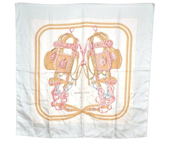 Authentic HERMES Carre 90 Scarf  BRIDES de GALA par  Silk Light Blue 7663I Sale