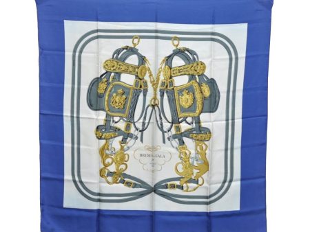 Authentic HERMES Carre 90 Scarf  BRIDES de GALA par  Silk Blue K6331 For Sale