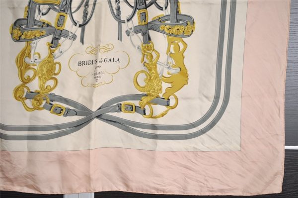 Authentic HERMES Carre 90 Scarf  BRIDES de GALA par   Silk Pink 7766I Hot on Sale