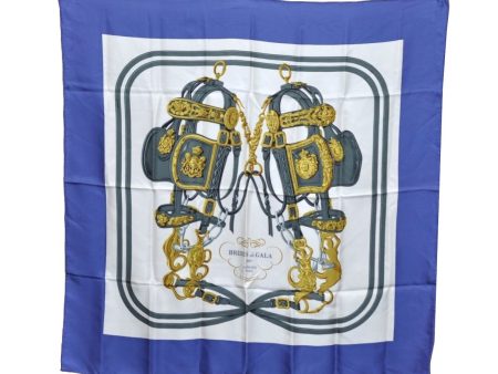 Authentic HERMES Carre 90 Scarf  BRIDES de GALA par  Silk Blue K6755 Supply